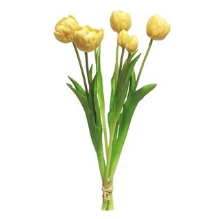 Kunst Bosje Tulpen Sally Dubbel 44 cm - Geel
