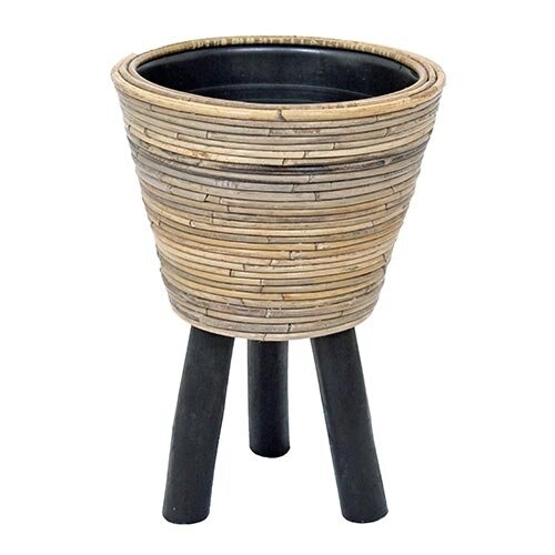 Rotan Drypot Wooden Legs - 32x45 cm