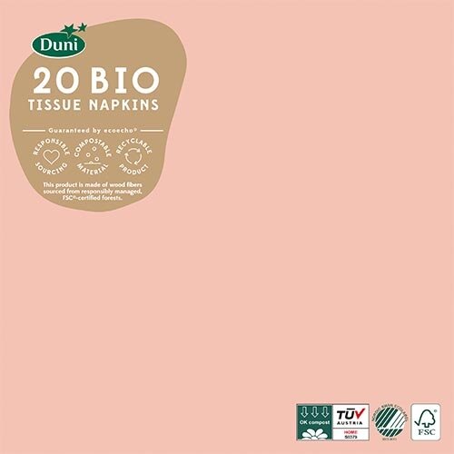 Duni Bio Servetten Mellow Rose - 33x33 cm