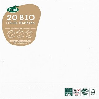 Duni Bio Servetten Wit - 33x33 cm koopt u bij De Boet