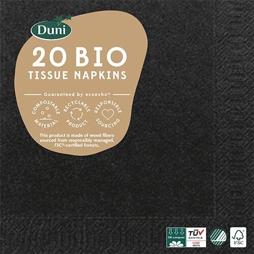 Duni Bio Servetten Zwart - 33x33 cm