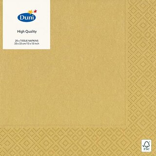 Duni Servetten Goud - 33x33 cm koopt u bij De Boet