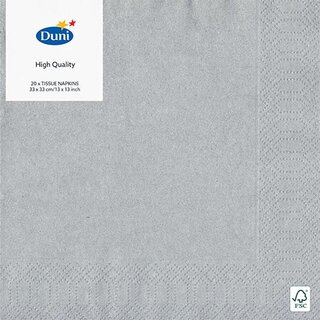 Duni Servetten Zilver - 33x33 cm koopt u bij De Boet