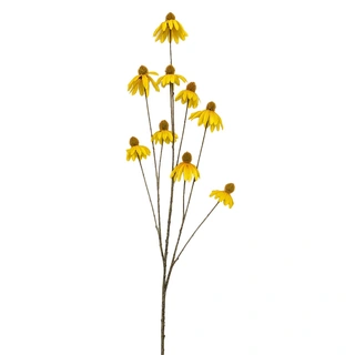 Kunsttak Echinacea Branch Yellow - 123 cm
