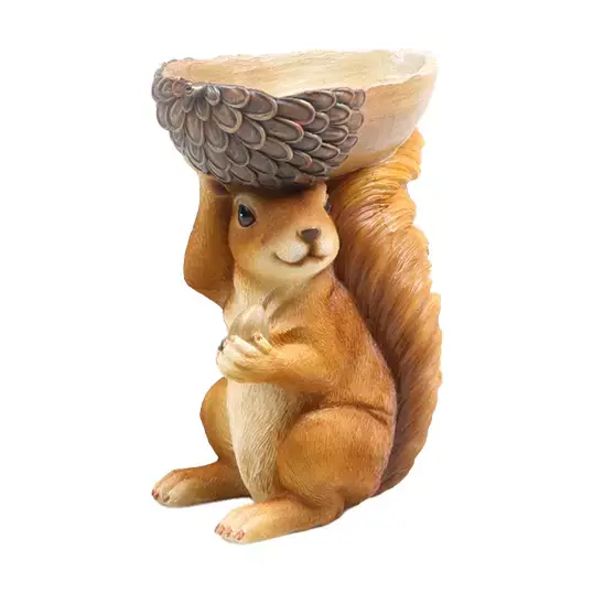 Tuinbeeld Eekhoorn Voederschaal - 14x9,5x18 cm