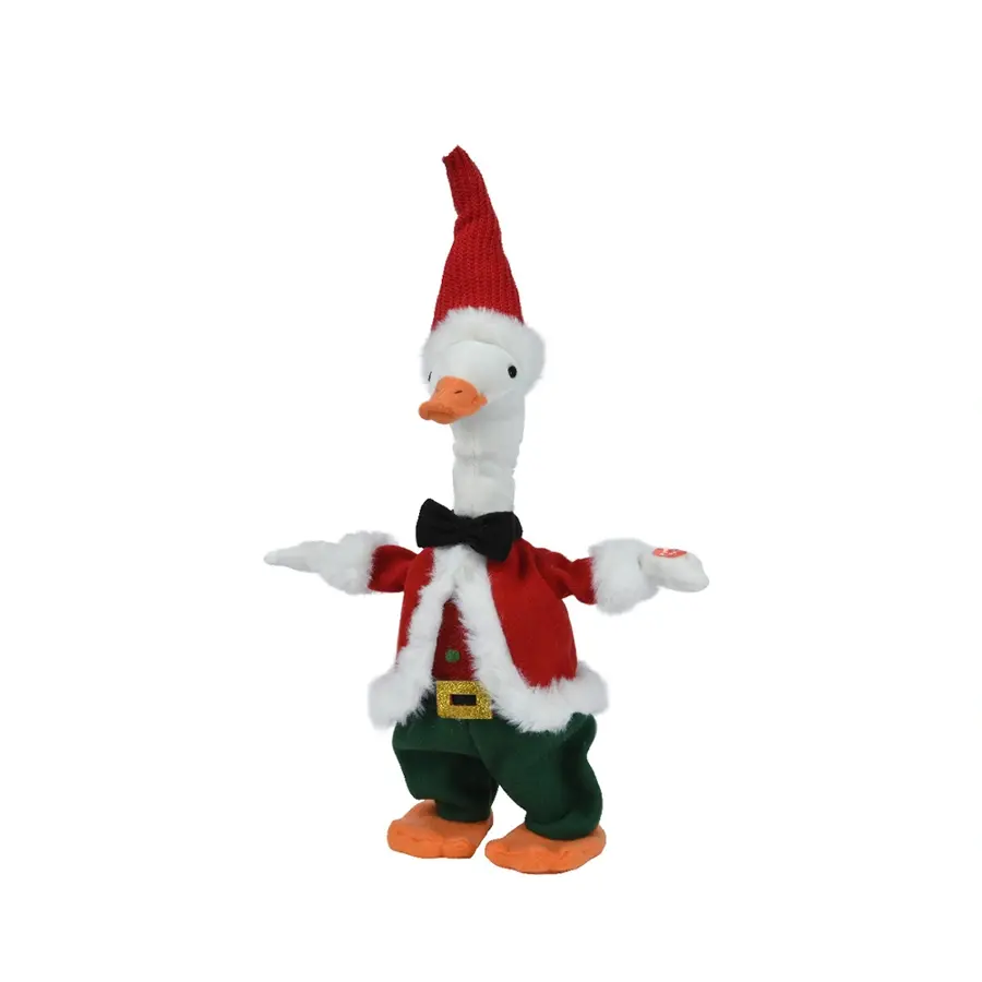 Gans met Kerstmuts en -pakje - 40,6 cm
