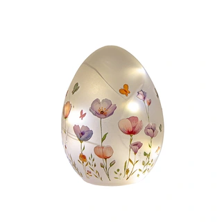 Glazen Paasei Bloemenprint LED - 7x10 cm | Tuincentrum De Boet