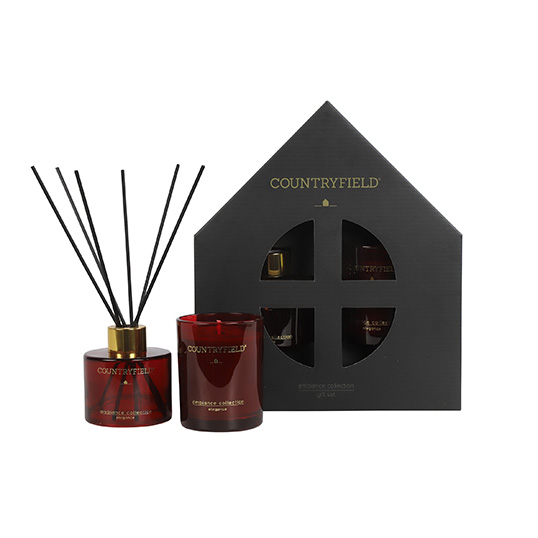 Countryfield Elegance Gift box Geurstokje & Kaars - Rood