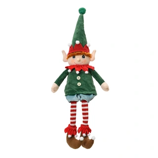Elf met Groen Pakje Knuffel Zittend - 60 cm