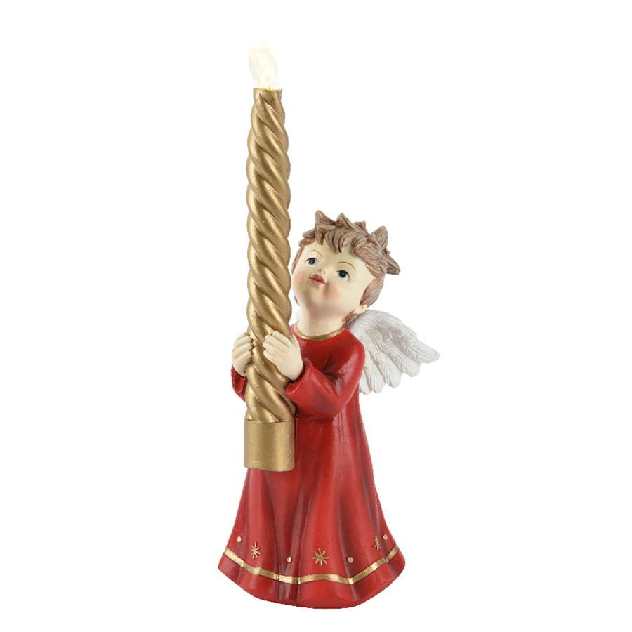 Engel met LED kaars - 23,5 cm - afbeelding 1
