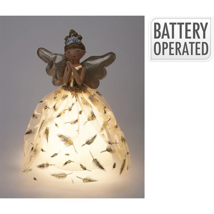 Engel met LED 22x36 cm - Goud