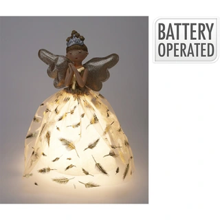 Engel met LED 22x36 cm - Goud
