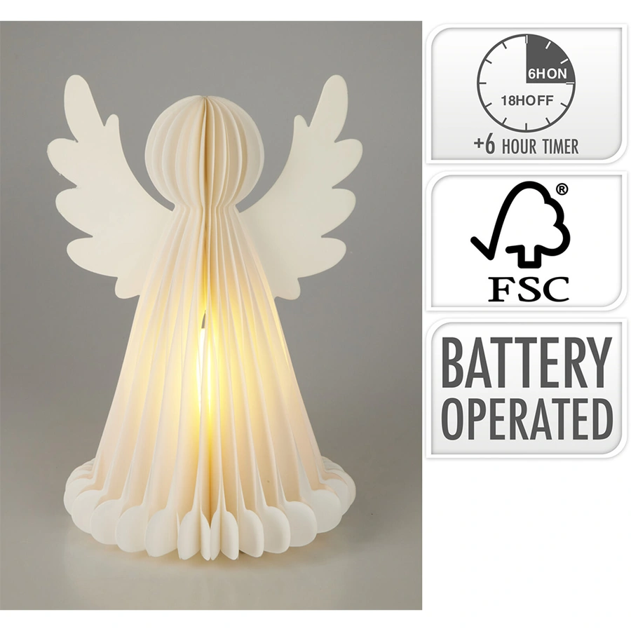 Engel Papier LED Wit - 28 cm