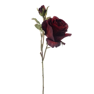 Kunstbloem Engelse Roos Monica Rood - 49 cm