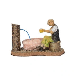 Man bij een Fontein - 13x8x10 cm