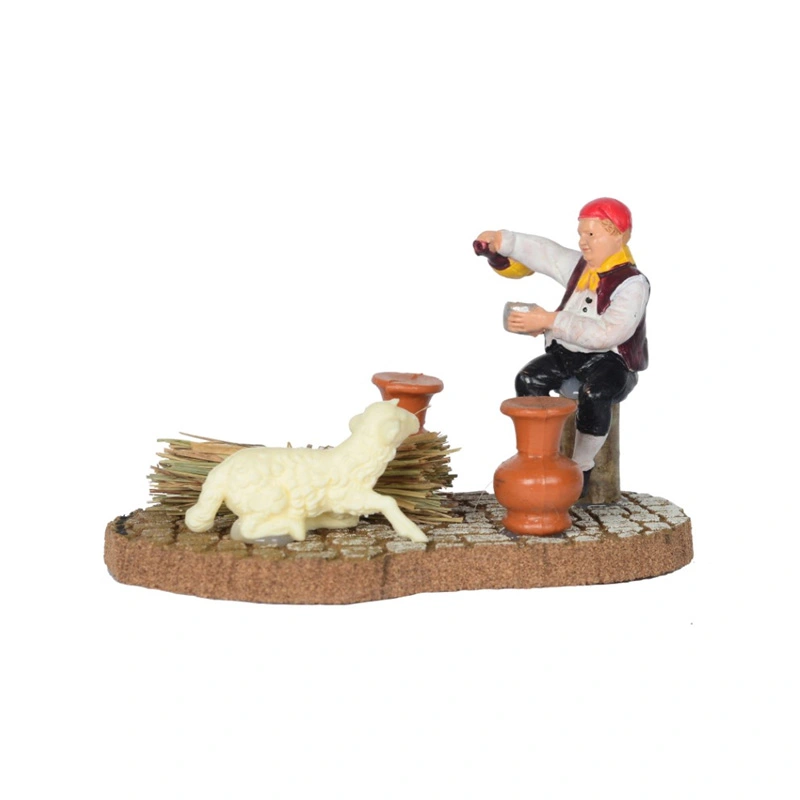 Man met Kelken en Schaap - 13x8x10 cm