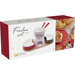 Kerst Fondueset Porselein Bamboe