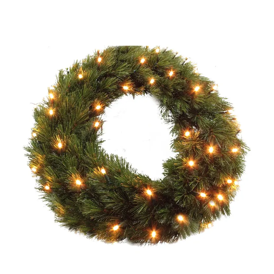 Forest Frosted Kunskerstkrans Green met LED - Ø120 cm