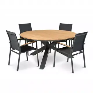 Tierra Outdoor Foxx Teak Stapelstoel - Charcoal - afbeelding 3