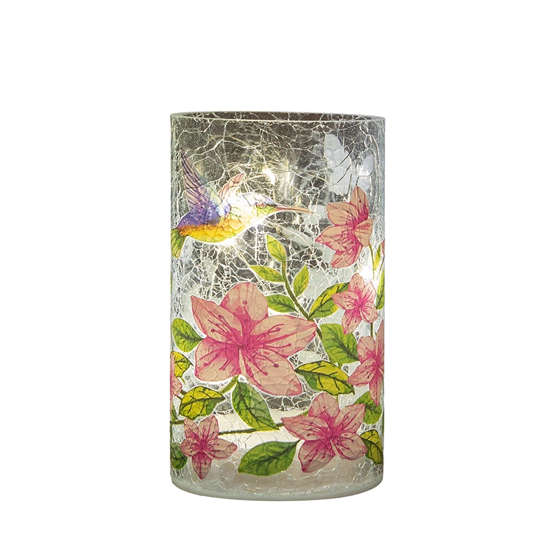 Paas Glas Lamp Craquele Bloem LED - 9x15 cm
