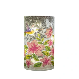 Paas Glas Lamp Craquele Bloem LED - 9x15 cm | Tuincentrum De Boet