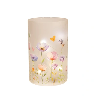 Paas Glas Lamp Bloemenprint LED - 9x14,5 cm | Tuincentrum De Boet