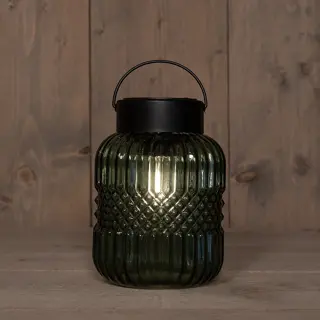 Anna's Collection Glazen Solar Retro Lamp Groen - 12,5x19 cm