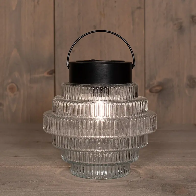 Anna's Collection Glazen Solar Lamp Retro Helder - 16x16 cm