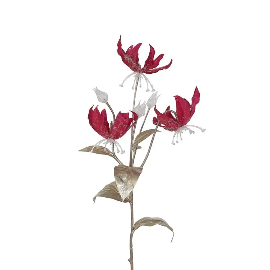 Kunstbloem Gloriosa Lily Tak Rood - 64 cm