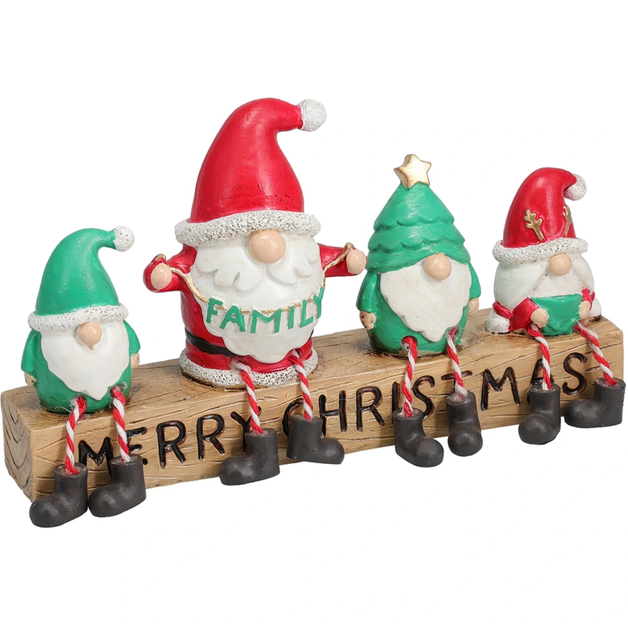 Gnome Familie op Boomstam - 12 cm