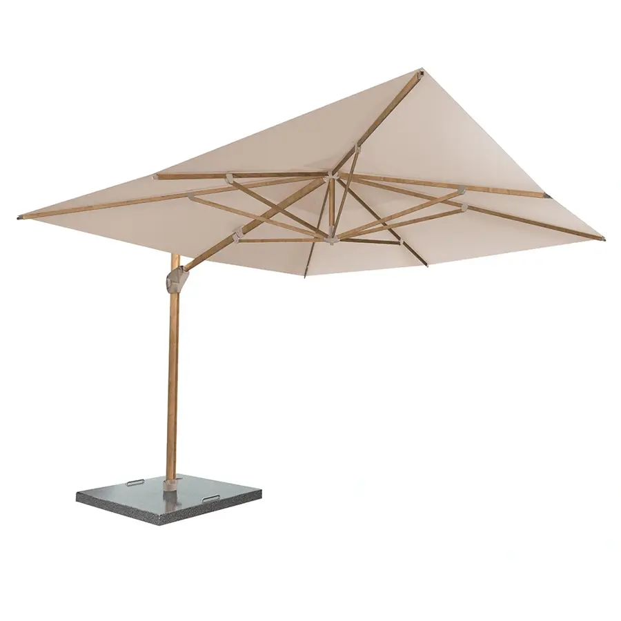 4 Seasons Outdoor Hacienda Zweefparasol 300x400 - Sand/Houtlook Frame