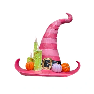 Halloween Heksenhoed LED Roze - 41x39x42 cm