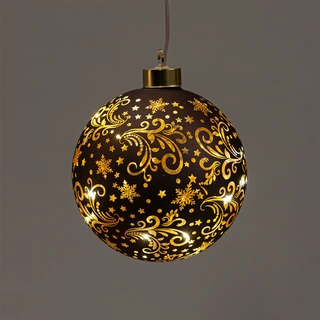 LED Bal Glas Sterren Ø12 cm - Donkerbruin/Goud - afbeelding 2