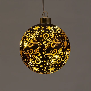 LED Bal Glas Sterren Ø10 cm - Donkerbruin/Goud - afbeelding 2