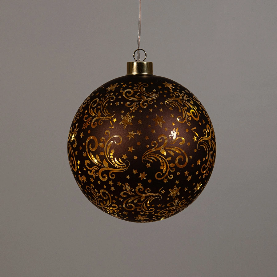 LED Bal Glas Sterren Ø15 cm - Donkerbruin/Goud - afbeelding 2