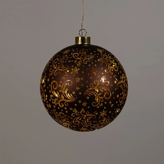LED Bal Glas Sterren Ø15 cm - Donkerbruin/Goud - afbeelding 2