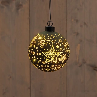 LED Bal Glas Sterren Ø10 cm - Zwart/Goud - afbeelding 1