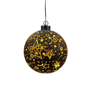 LED Bal Glas Sterren Ø12 cm - Zwart/Goud - afbeelding 2