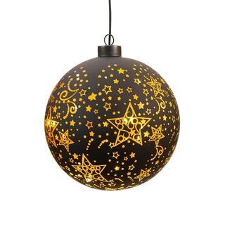 LED Bal Glas Sterren Ø15 cm - Zwart/Goud - afbeelding 2