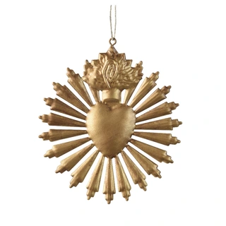 Kersthanger Hart IJzer Goud - 14 cm