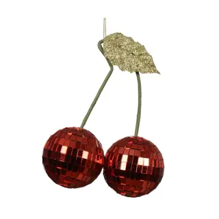 Kersthanger Kersen Disco Rood - 12x15 cm