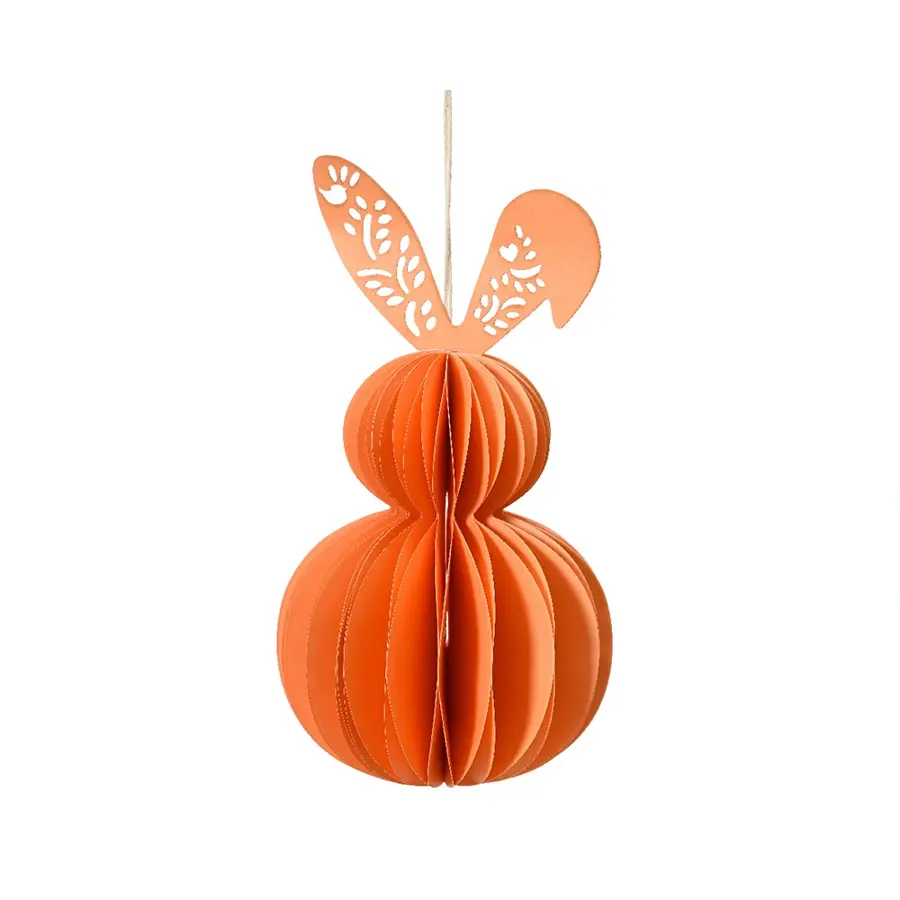 Hanger Papier Konijn 12 cm - Oranje - afbeelding 1