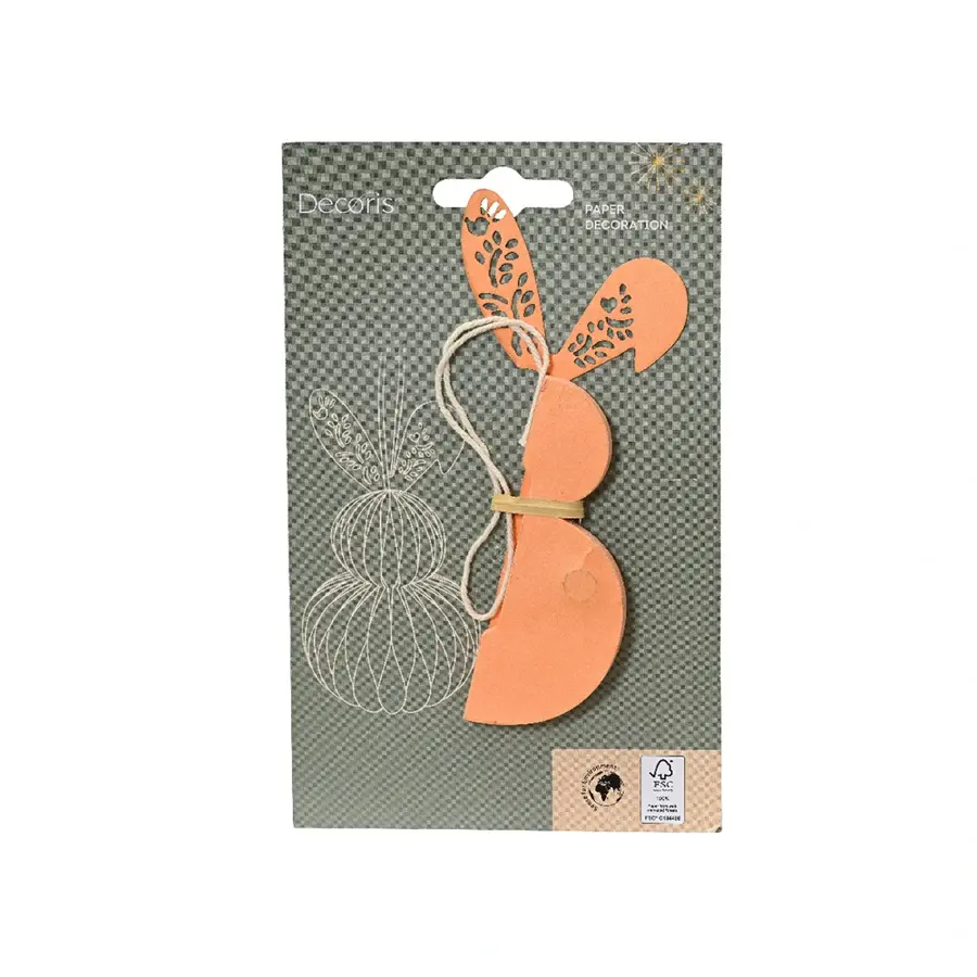 Hanger Papier Konijn 12 cm - Oranje - afbeelding 2