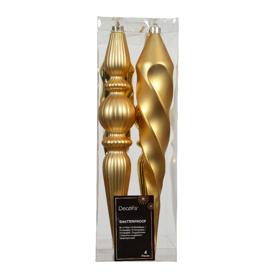 Kersthangers Ijspegel 4 st. - Licht Goud - afbeelding 2