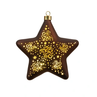 LED Ster Glas Sterren 19 cm - Donkerbruin/Goud - afbeelding 2