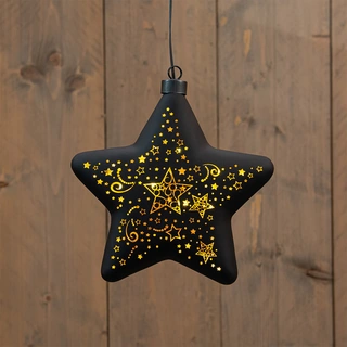 LED Ster Glas Sterren 19 cm - Zwart/Goud - afbeelding 1