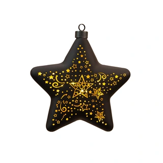LED Ster Glas Sterren 19 cm - Zwart/Goud - afbeelding 2