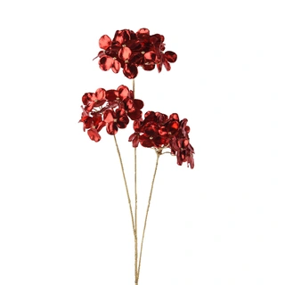 Kersttak Hortensia Rood/Goud - 72 cm