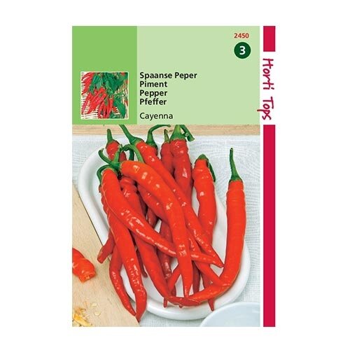 Horti Tops Peper Cayenna, Spaanse Lange Rode - afbeelding 1