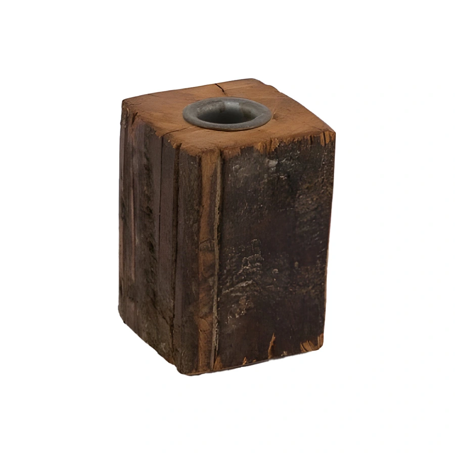 Kandelaar Hout - 6x6x9 cm